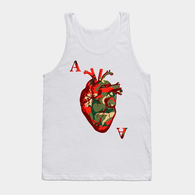 Cool Tees Card Suits Camouflaged Heart Tank Top by COOLTEESCLUB